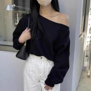 Loose One Shoulder Long Sleeve Blouse For Women