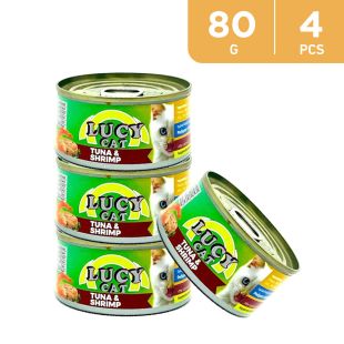 لوسي - طعام القطط تونا و روبيان 80 جرام × 4