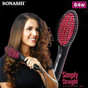 64W Ceramic Hair Straightening Brush by Sonashi