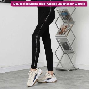 Deluxe Iced Drilling High-Waisted Leggings for Women