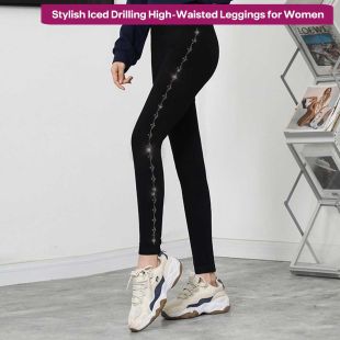 Stylish Iced Drilling High-Waisted Leggings for Women