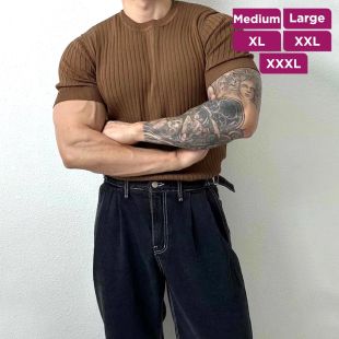 تيشيرت نصف كم كاجوال مخطط للرجال