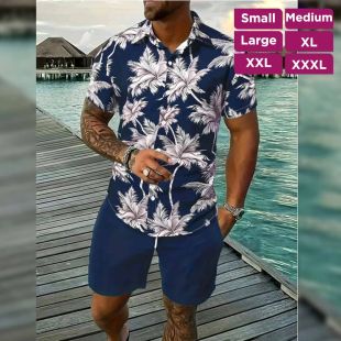 طقم صيفي كاجوال قميص وشورت أنيق للرجال