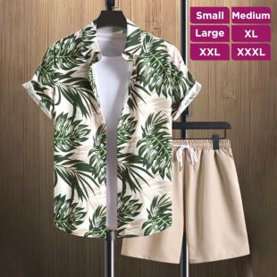 طقم صيفي كاجوال قميص وشورت فاخر للرجال