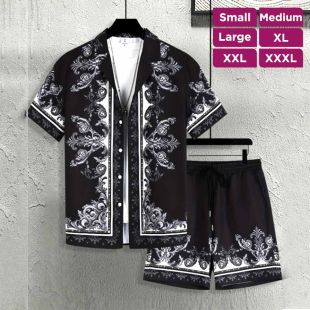 طقم صيفي كاجوال قميص وشورت أنيق للرجال