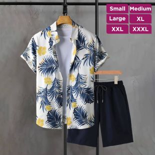 طقم صيفي كاجوال قميص وشورت أنيق للرجال