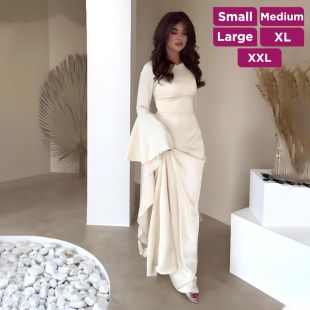 Feathered Sleeve Evening Gown for Women