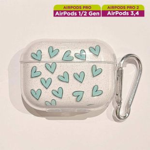غطاء حماية مع مشبك لسماعات إيربودز بتصميم Blue love