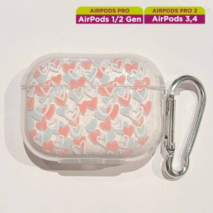 غطاء حماية مع مشبك لسماعات إيربودز بتصميم Hearts