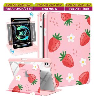 غطاء حماية دوار بتصميم Strawberry للآيباد