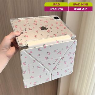 غطاء حماية مطوي بتصميم Pink Floral للآيباد
