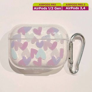 غطاء حماية مع مشبك لسماعات إيربودز بتصميم Love Heart