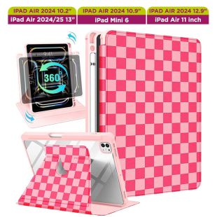 غطاء حماية دوار بتصميم Pink Squares للآيباد