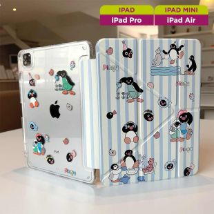 غطاء حماية مطوي بتصميم Striped Penguin للآيباد
