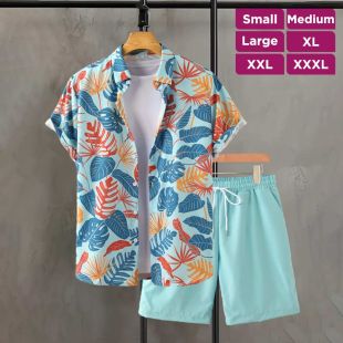 طقم صيفي كاجوال قميص وشورت فاخر للرجال