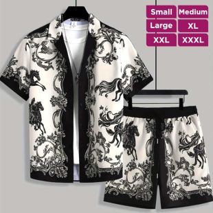 طقم صيفي كاجوال قميص وشورت فاخر للرجال