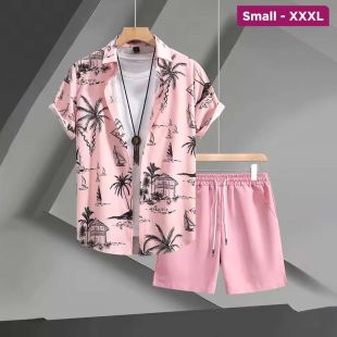 طقم صيفي كاجوال قميص وشورت أنيق للرجال