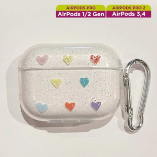 غطاء حماية مع مشبك لسماعات إيربودز بتصميم Colorful love