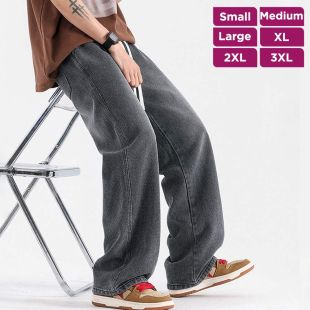 بنطلون جينز أنيق واسع الساق للرجال