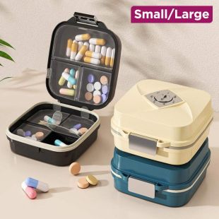 علبة تنظيم حبوب الدواء محمولة مبتكرة للسفر بطبقة مزدوجة