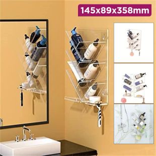 رف منظم جداري من الأكريليك بقاعدة شفط &ndash; 145&times;89&times;358 ملم