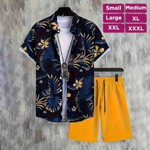 طقم صيفي كاجوال قميص وشورت أنيق للرجال