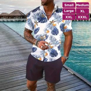 طقم صيفي كاجوال قميص وشورت أنيق للرجال