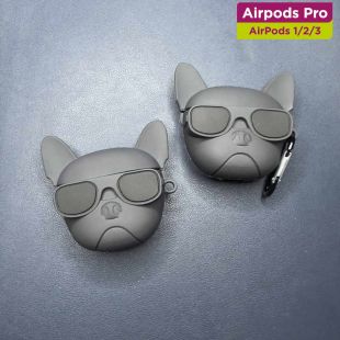 غطاء حماية لسماعات إيربودز بتصميم Sunglasses Dog