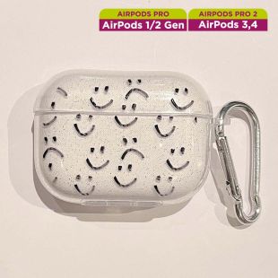 غطاء حماية مع مشبك لسماعات إيربودز بتصميم Black Smile