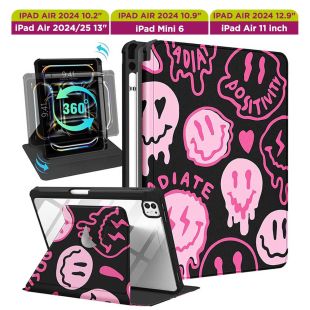 غطاء حماية دوار بتصميم Pink Smile للآيباد