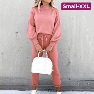 Cozy Long-Sleeve Fleece Casual Sweatshirt and Pants Set