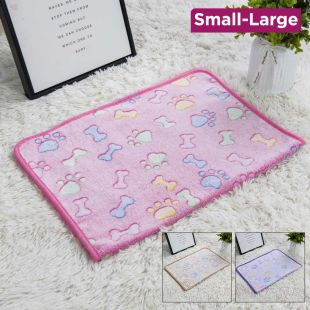 Plush Pet Blanket with Bone and Paw Print