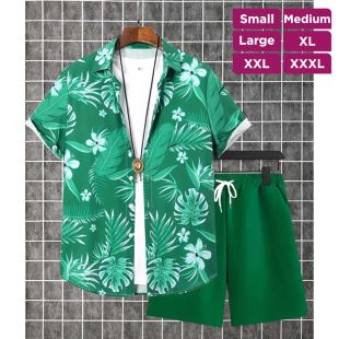 طقم صيفي كاجوال قميص وشورت فاخر للرجال