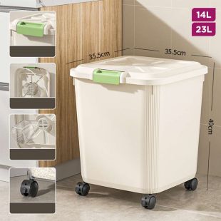 صندوق تخزين حبوب منزلي مع عجلات