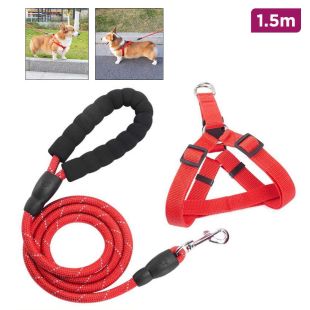 Pet Harness and Leash Set with Reflective Rope