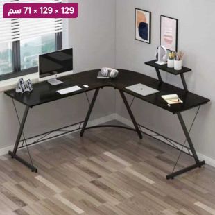طاولة مكتب زاوية من MDF بأرجل حديد 129 × 129 × 71 سم