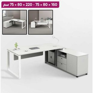 طاولة مكتب راقية من خشب البلوط بقاعدة حديد