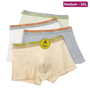 شورت داخلي شبابي مريح بألوان متنوعة للرجال - 4 حبة