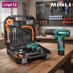 طقم مثقاب ومفك لاسلكي ‏12 فولت من MINLI