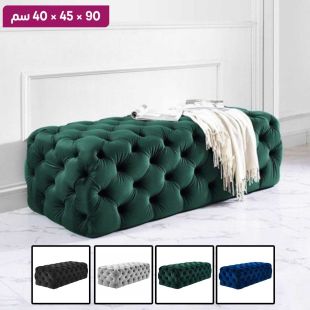 مقعد جلوس مخملي مع هيكل من خشب الأوكالبتوس 90 × 45 × 40 سم