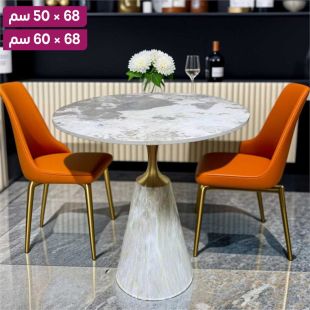 طاولة جانبية رخامية مع قاعدة فولاذية بنقش حجري