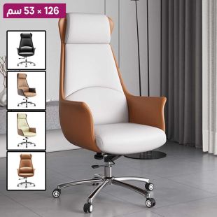 كرسي مكتب من الجلد الصناعي مع قاعدة ألومنيوم 126 × 53 سم