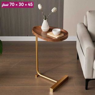 طاولة جانبية بيضاوية من خشب MDF بإطار حديدي 45 × 30 × 70 سم - بدون تركيب