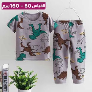 بيجامة لطيفة ومريحة بأكمام قصيرة وتصميم كرتوني