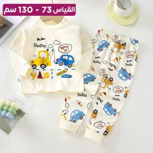 طقم بيجامة قطن ولادي بطبعة سيارات