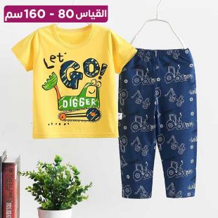 بيجامة بأكمام قصيرة وتصميم كرتوني لطيف