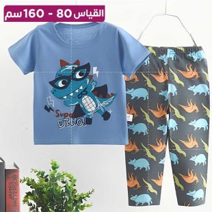 بيجامة أنيقة بأكمام قصيرة ورسومات كرتونية