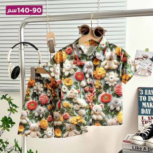 طقم ولادى بأكمام قصيرة وتصميم كوري 5D Flower