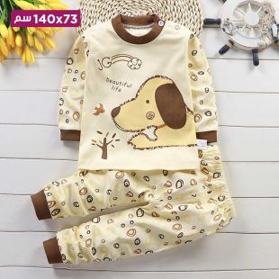 بيجاما قطن خريفي بتصميم Yellow Dog للأطفال