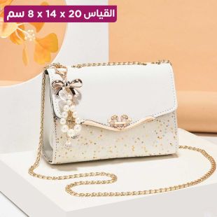 حقيبة كتف مع سلسلة بفيونكة للسيدات - 20 × 14 × 8 سم
